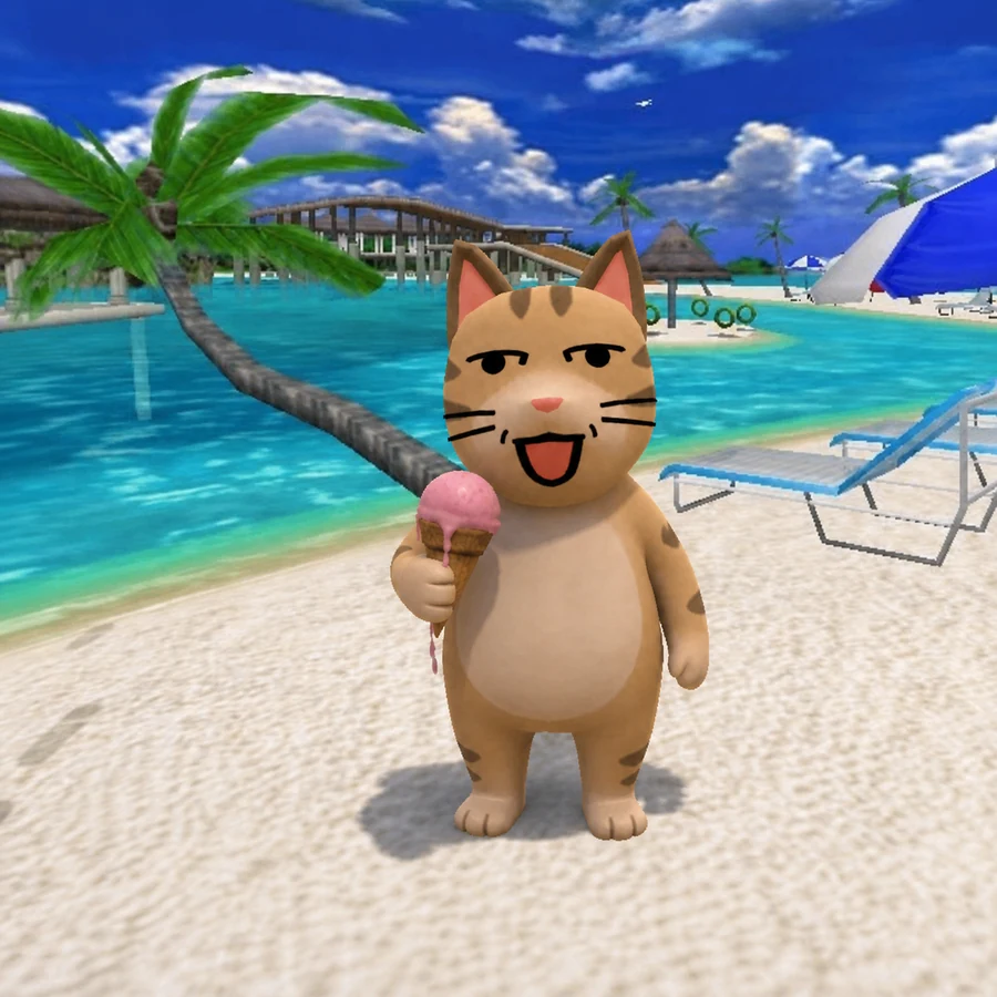 Menace on the beach with a melting ice cream