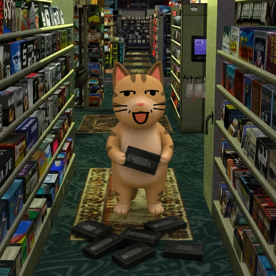 Menace in a video rental aisle